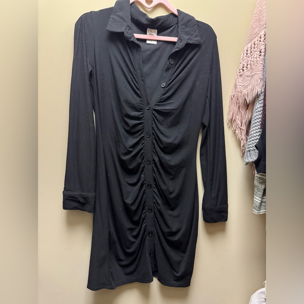 Elegant Black Button-Down Dress